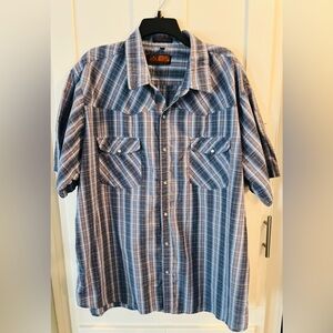 Canyon Guide size 3xl Men's Blue Plaid Short-Sleeve Button-Down Shirt